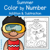 Summer Color by Number Addition & Subtraction | Summer Mat