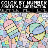 Summer Color by Number Addition and Subtraction