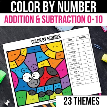 Preview of New Years 2024 Winter Coloring Pages Color by Number Addition and Subtraction