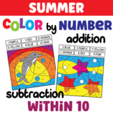 Summer - Color by Number, Addition and Subtraction within 