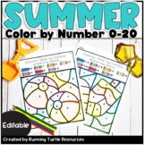 Kindergarten Color by Number Worksheets- Summer Coloring P