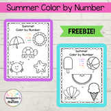 Summer Color by Number - Preschool | PreK | Kindergarten
