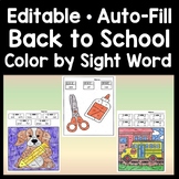 Back to School Color by Sight Word or Code-Editable with A