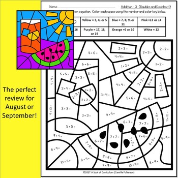 Summer Color by Number for Addition Fact Fluency by A Spot ...