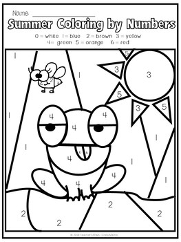 Summer Coloring Pages | Color by Number by Teacher's Brain - Cindy Martin