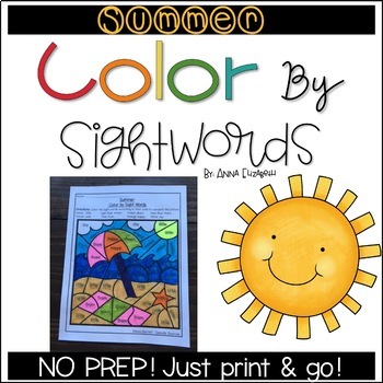 Preview of Summer Color by Sight Words