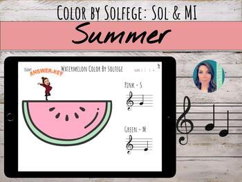 Preview of Summer Color by Solfege | Sol Mi | Printable Worksheet