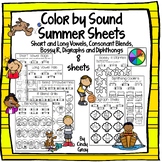 Summer Color by Sound Phonic Sheets ~ S&L Vowels, Digraphs