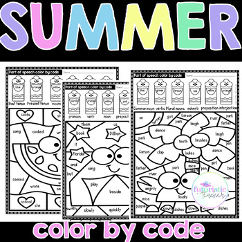 Preview of Summer Color by code / Grammar activities
