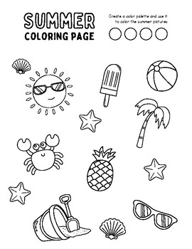 Summer Coloring Activity by The Cool Homeschool Mom | TPT