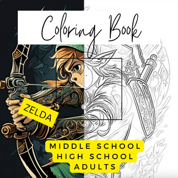 Preview of Summer Coloring Book Zelda Printable Middle School High School Adults