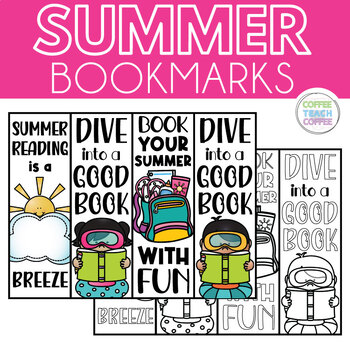 Preview of Summer Coloring Bookmark, End Of The Year Bookmark, Cute Bookmark Gift Idea