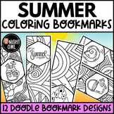 Summer Bookmarks to Color - 12 Summer Doodle Coloring Bookmarks