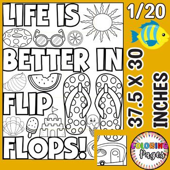 Preview of Summer Coloring Bulletin Board Activities Fun Themed Decor Collaborative Poster