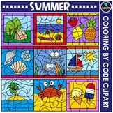 Summer - Coloring By Code Clip Art Set {Educlips Clipart}