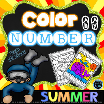 Preview of Summer Coloring | Color by Number Summer | Teen Numbers Kindergarten