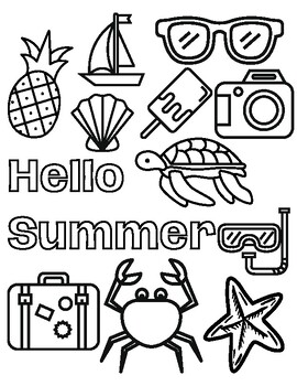 Summer Coloring Page by The Inclusive Mitten | TPT