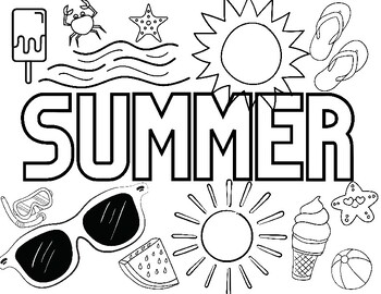 Summer Coloring Page by Virtual Kinder Mama | TPT