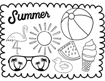 Summer Coloring Page by Virtual Kinder Mama | TPT