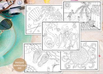 Preview of Summer Coloring Page Collection