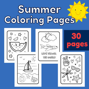 Summer Coloring Pages | 30 Pages Fun & Easy by Lily Cloud | TPT