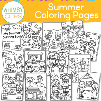 Preview of Summer Coloring Pages { By Whimsy Clips Clip Art}