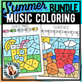 Summer Music Coloring Pages Bundle | Color By Code | Notes