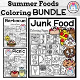 Summer Coloring Pages Bundle: Picnic, Barbecue, Junk Food 