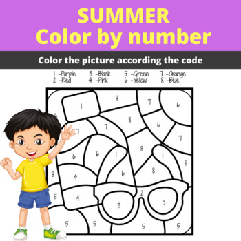 Preview of Summer Coloring Pages | Color by Number Worksheets