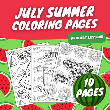 Preview of Summer Coloring Pages - Coloring Sheets - July Coloring Book