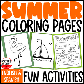 Preview of #catch24 Summer Coloring Pages End of Year Actividades de verano colorear verano