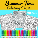 Summer Coloring Pages, Easy & Fun Art Free Time Activity, 