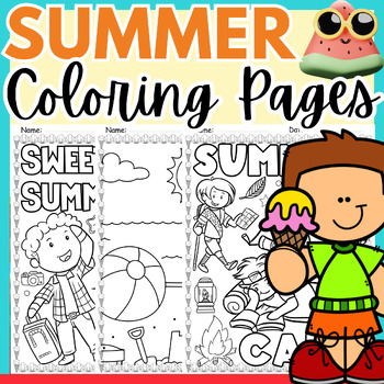 Preview of Summer Coloring Pages - End of the Year Activities - Fun May Art Worksheet