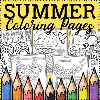 Preview of Summer Coloring Pages | End of the Year Coloring Pages| 20 Fun, Creative Designs