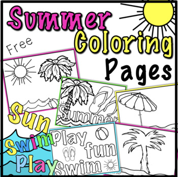 Preview of Summer Coloring Pages FREEBIE