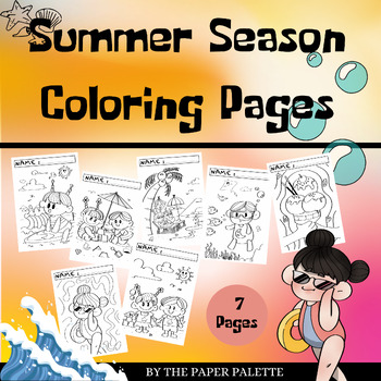Preview of Summer Coloring Pages [Made by The Paper Palette ]|Holiday coloring pages