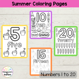 Summer Coloring Pages ( Numbers 1 to 20) - Preschool | Pre