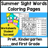 Summer Sight Words Coloring Pages Reading Lesson Kindergar