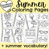Summer Coloring Pages/Summer Vocabulary/End of Year Activity