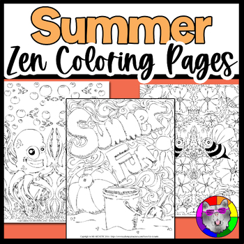 Preview of Summer Coloring Pages, Zen Doodle Coloring Sheets