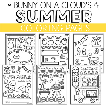 Preview of Summer Coloring Pages by Bunny On A Cloud