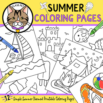 Preview of Summer Coloring Pages for Preschool | Kindergarten | First Grade