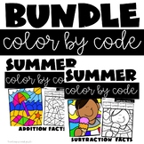 Summer Coloring Pages with addition and subtraction facts
