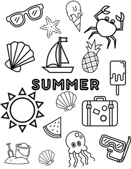 Summer Coloring Sheet by Stephanie's Classroom Corner | TPT