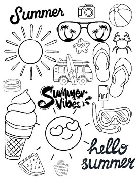 Summer Coloring Sheet by Virtual Kinder Mama | TPT