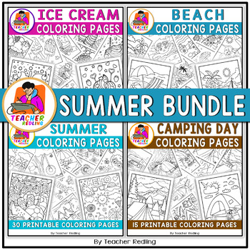 Preview of Summer Coloring Sheets Bundle for Preschool/Pre-K | June Summer Coloring pages