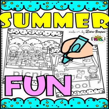 Preview of Summer Coloring and Prompts Activities No-Prep Worksheets