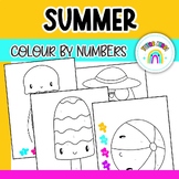 Summer Colour by Number - Number Activity Under 10 - 5 Col