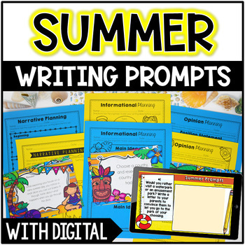Preview of Summer Writing Prompts - w/ Digital Summer Writing Google Slides™
