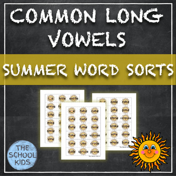Preview of Summer Common Long Vowels Word Sorts Phonics Activity